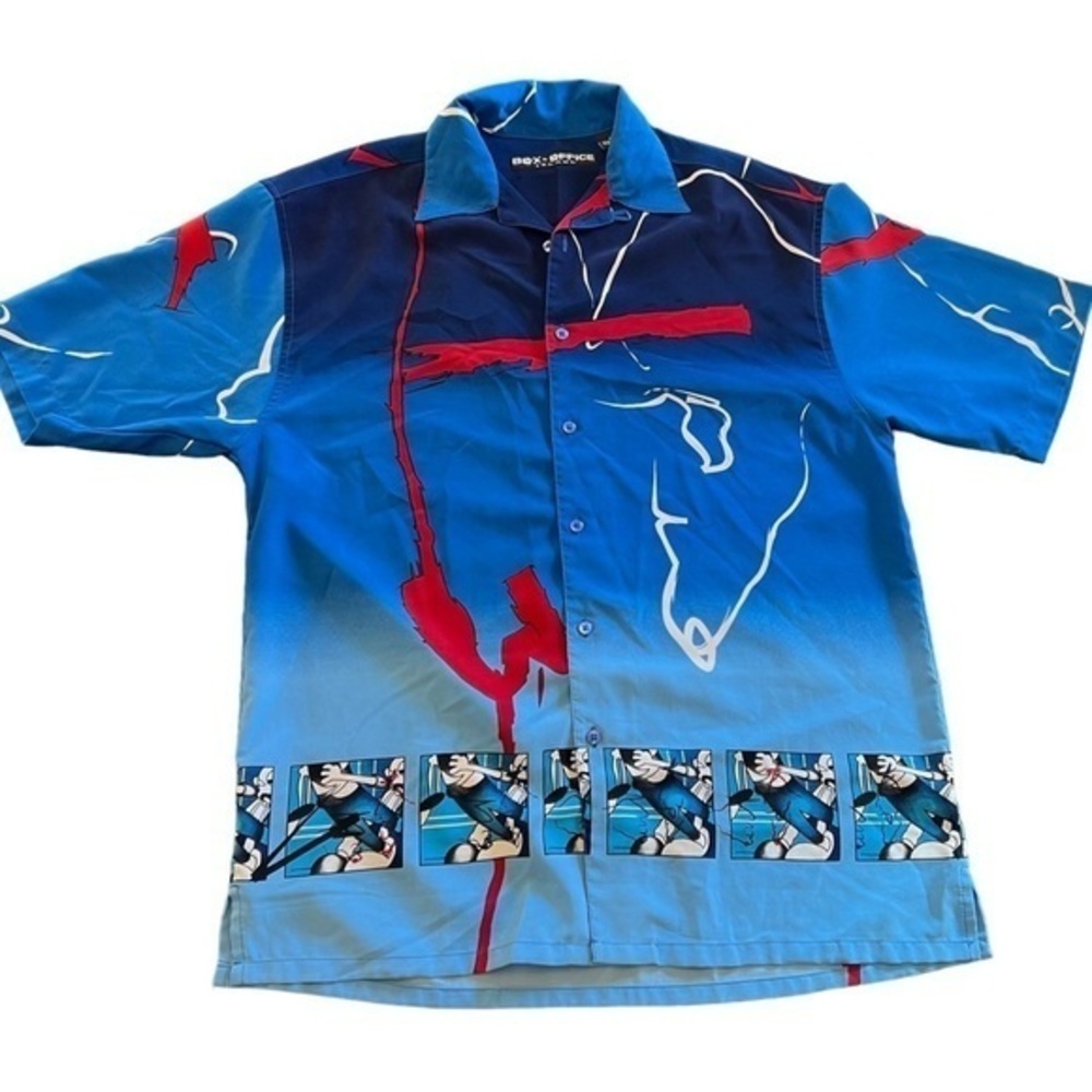 Box Office Island Men's Sz M Billiards Pool  Shirt‎ Blue/Multi